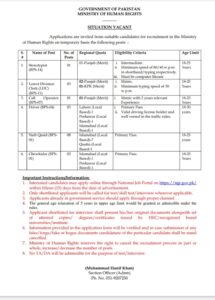 Latest Jobs Ministry of Human Rights 2023 Advertisement